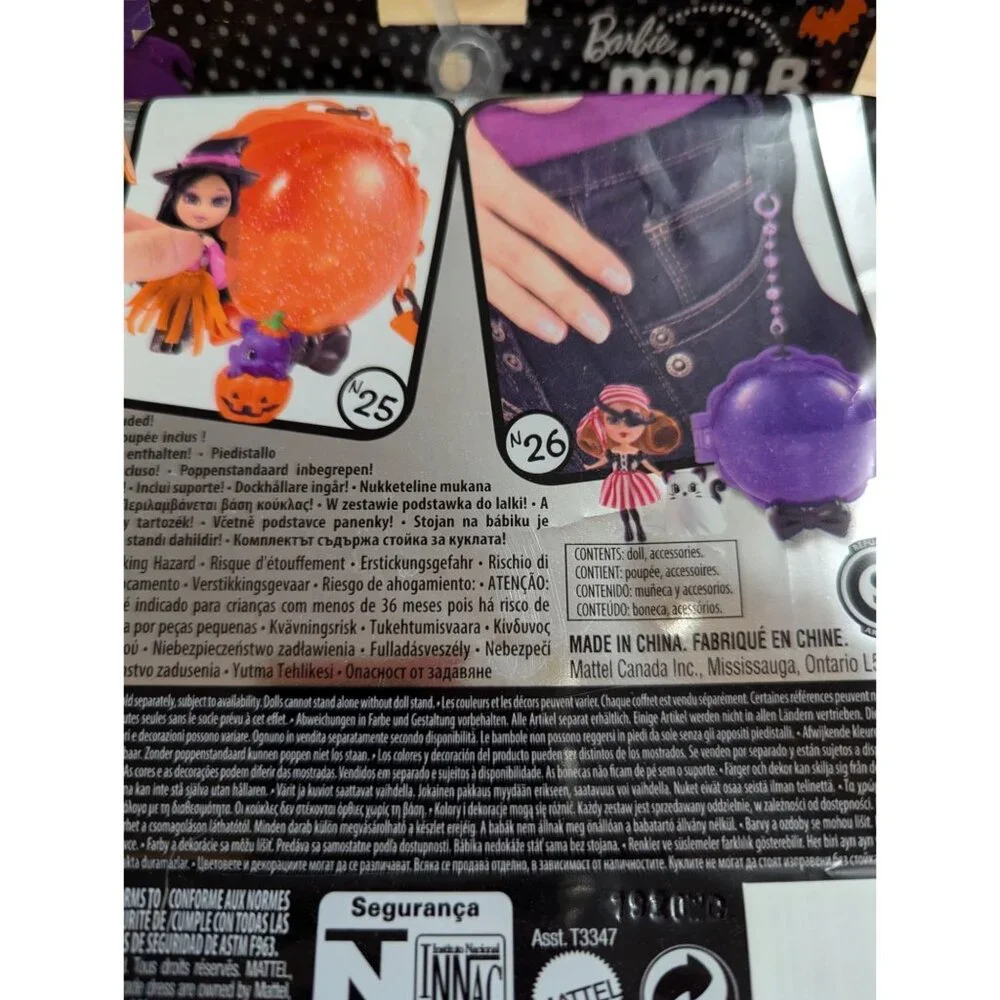 Barbie Mini B. Halloween Pirate and ghost‎ cat clip keychain purple NOS SEALED